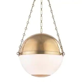 Hudson Valley Sphere No.2 by Mark D. Sikes 3-light Aged Brass Pendant, Opal Glass Shade | Bed Bath & Beyond