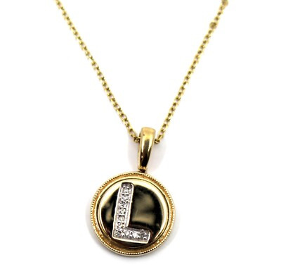 14K Solid Yellow Gold Dainty Diamond Initial L Letter Round Pendant Necklace  | eBay | eBay US