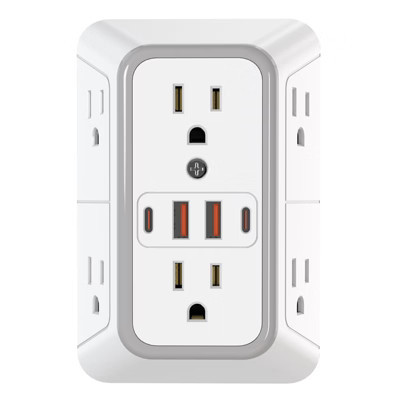 Itopfox Outlet Extender with 6 AC Outlets & 4 USB Ports (2 USB-C), Multi Plug Wall Adapter, Surge Protector for Home, Office, Travel | Target