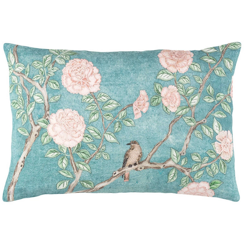 Jolie Embroidered Blue Decorative Pillow | Annie Selke