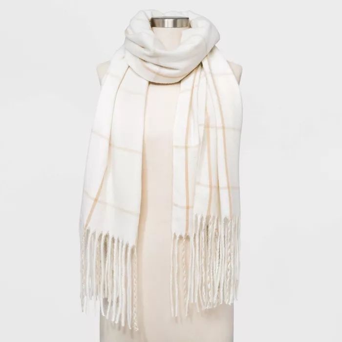 Women&#39;s Plaid Blanket Scarf - A New Day&#8482; Cream | Target