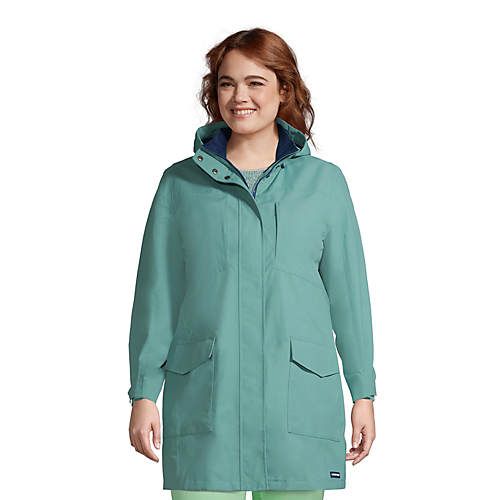 Women's Plus Size Squall Hooded Waterproof Raincoat | Lands' End (US)