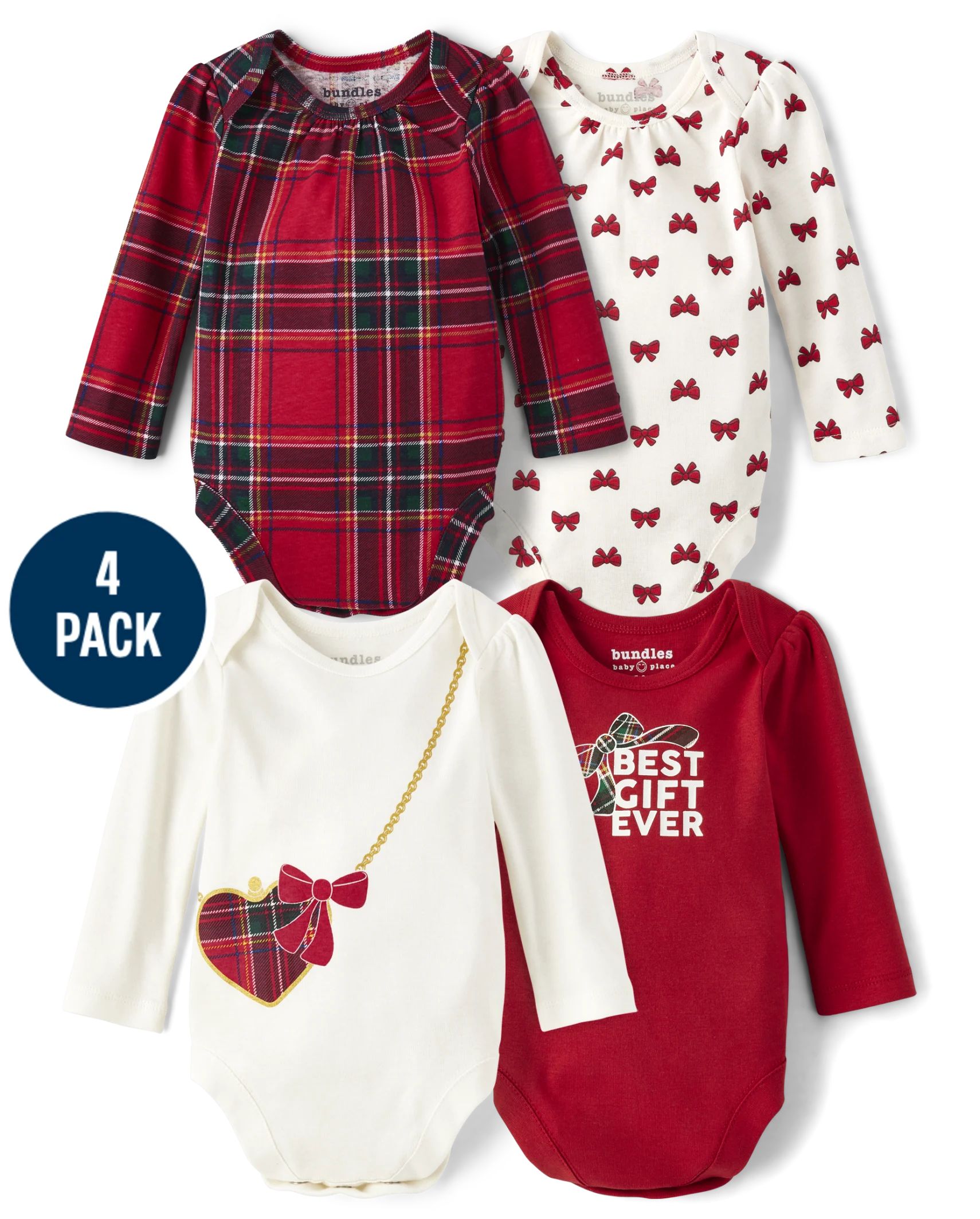 Baby Girls Bow Bodysuit 4-Pack - classicred | The Children's Place