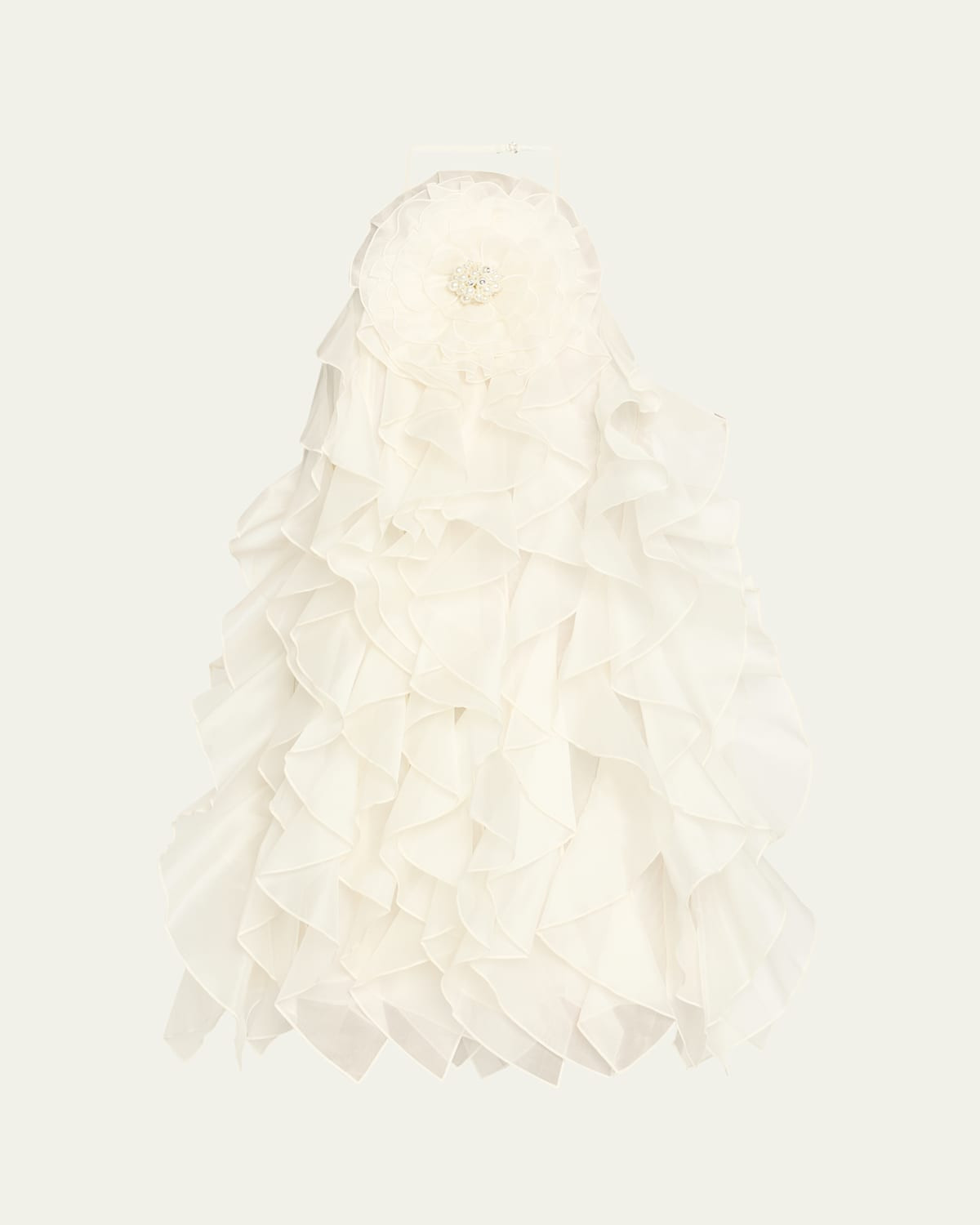 Arina Ruffled Silk Halter Dress | Bergdorf Goodman
