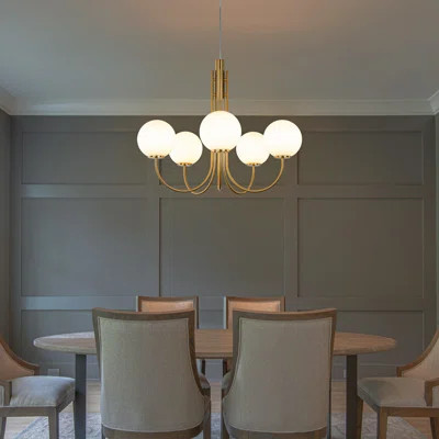 Yarmouth 5-light 32'' Wide Modern Glam Glass Globe Bubble Chandelier Contemporary Sputnik Hand Blown Glass Pendant Light For Living Room And Children' | Wayfair North America