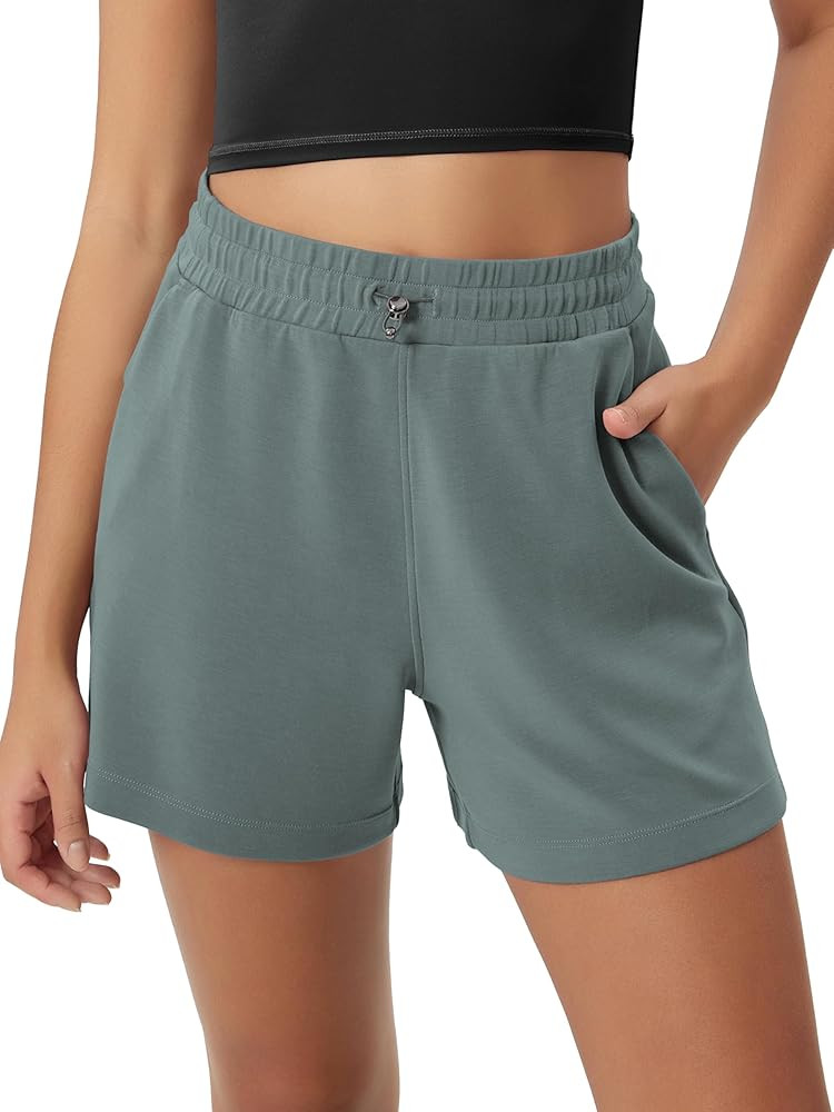 ODODOS Modal Soft Relaxed Shorts for Women Adjustable Shockcord High Waist Casual Shorts with Poc... | Amazon (US)
