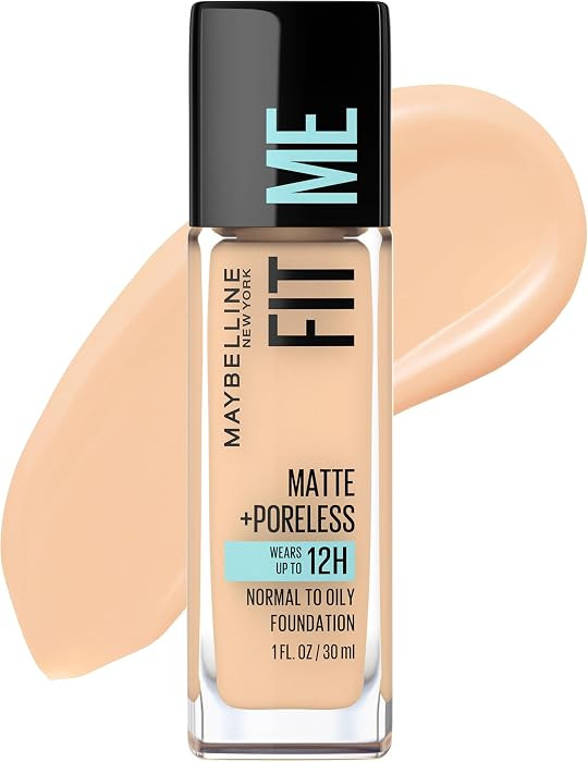 Maybelline Fit Me Matte + Poreless Liquid Oil-Free Foundation Makeup, Classic Ivory, 1 Count (Pac... | Amazon (US)