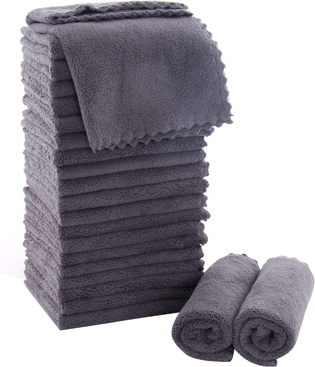 MOONQUEEN Ultra Soft Premium Washcloths Set - 12 x 12 inches - 24 Pack - Quick Drying - Highly Ab... | Amazon (US)