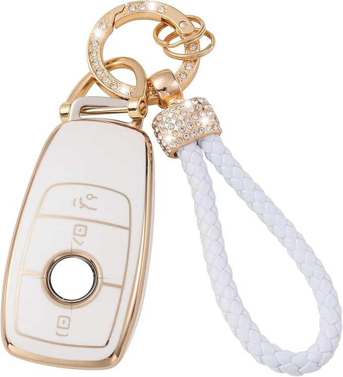 Gematay for Mercedes Benz Key Fob Cover with Keychain Lanyard, Soft TPU Key Case Shell Compatible... | Amazon (US)