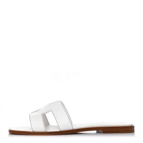HERMES

Box Calfskin Oran Sandals 37.5 White | Fashionphile