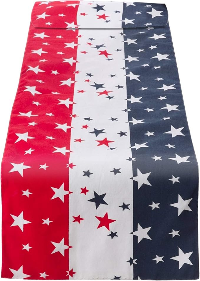 SARO LIFESTYLE Red White & Blue 4th of July Cotton Table Runner, 16" x 72", Multicolor | Amazon (US)