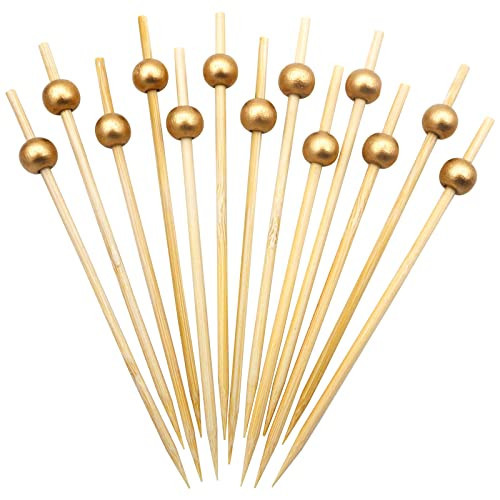 BLUE TOP Gold Pearl Cocktail Picks 4.7 Inch 200 PCS for Food Appetizer/Fruit/Cakes/Cheese/Burgers,Decorative long toothpicks for Parties,Bar,Event,Hotel,July 4th | Amazon (US)
