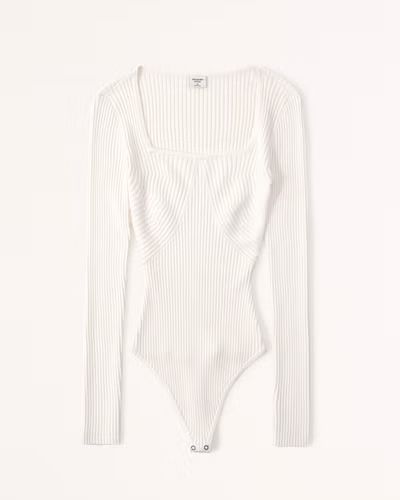 Women's Long-Sleeve Squareneck Sweater Bodysuit | Women's | Abercrombie.com | Abercrombie & Fitch (US)