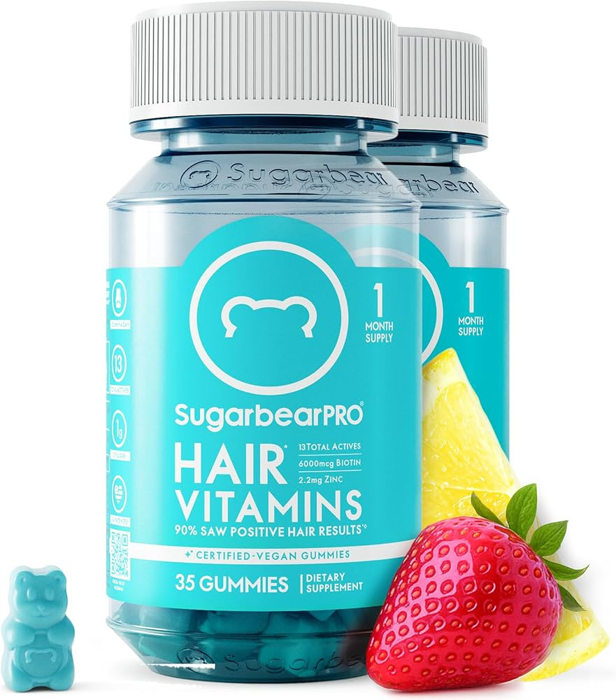 Sugarbear Hair Vitamin Gummy 2 Month Supply Extra Strength Biotin 6000mcg, Growth for Men & Women... | Amazon (US)