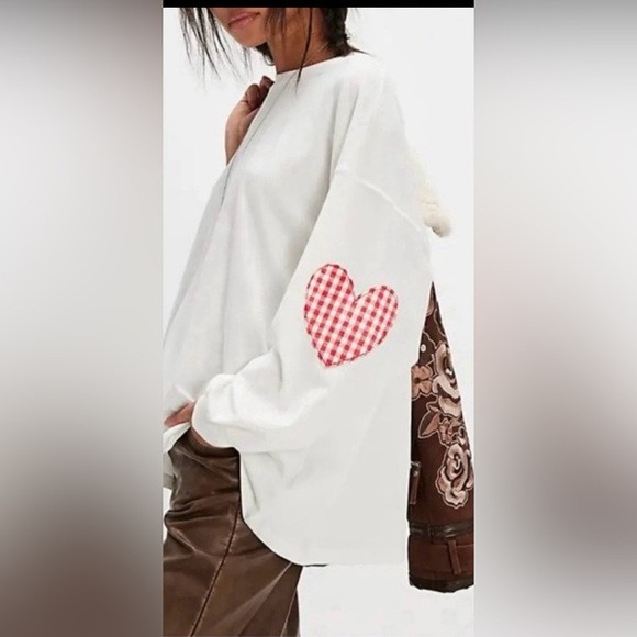 NWT Free People x Daydreamer Gingham Heart One Size Long Sleeve | Poshmark