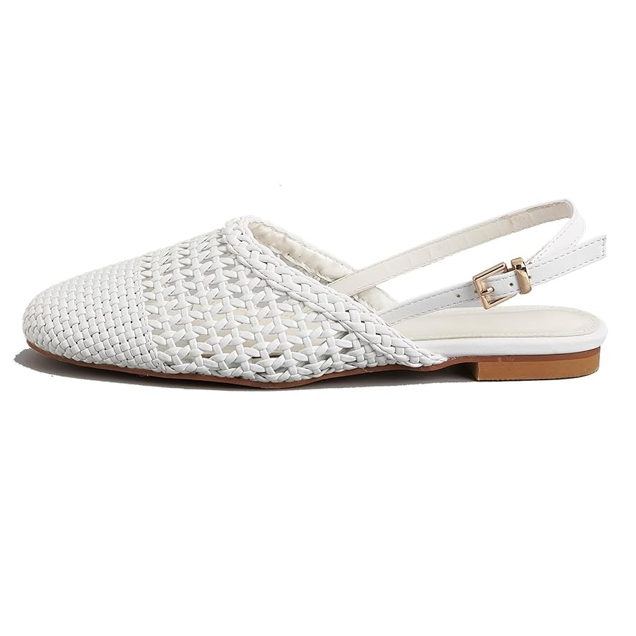 Women Mesh Woven Closed Toe Sandals Slingback Flats Fashion Breathable Ballet With Adjustable Buc... | Amazon (US)