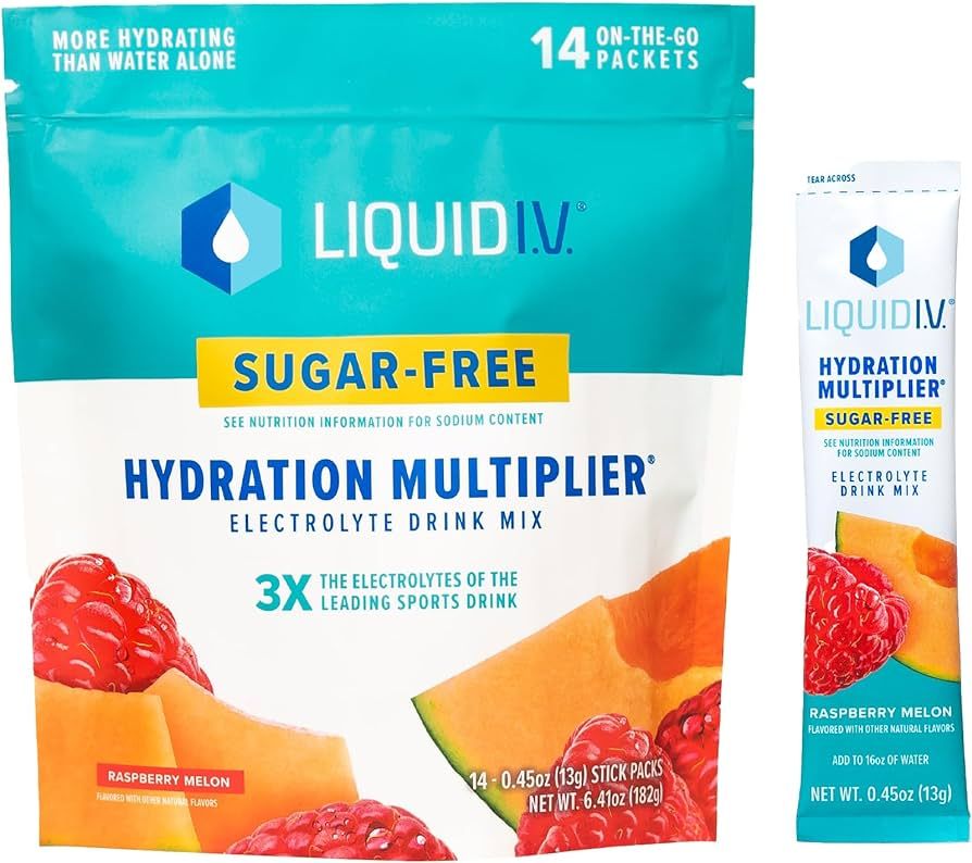 Liquid I.V. Sugar-Free Hydration Multiplier - Raspberry Melon – Hydration Powder Packets | Elec... | Amazon (US)