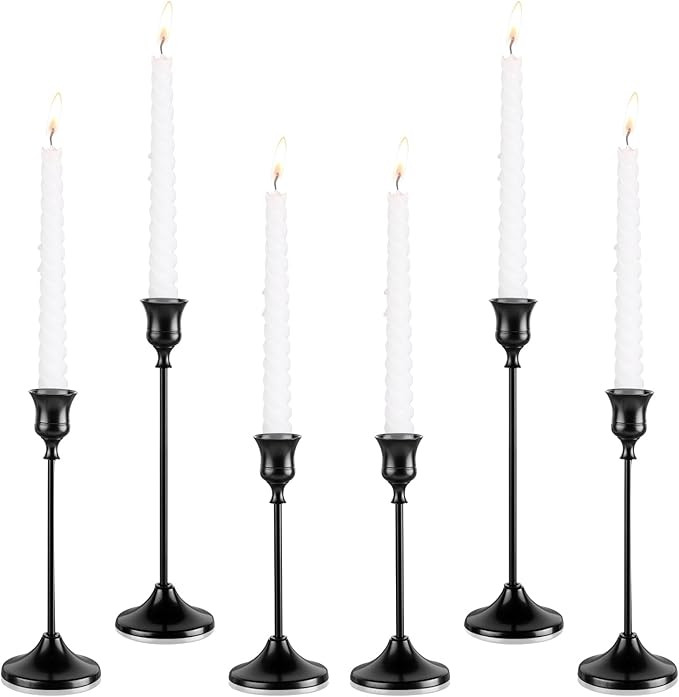 Candlestick Holders, 6PCS Metal Taper Candle Holder, Black Candle Holders for Candlesticks, Candl... | Amazon (US)
