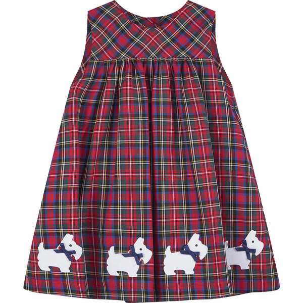 Little Scottie Tartan Pinafore, Red Tartan | Maisonette