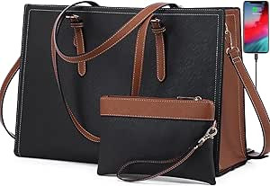LOVEVOOK Laptop Bag for Women, Computer Tote Bag Handbag Shoulder Bag Purse Set, Business Work Br... | Amazon (US)