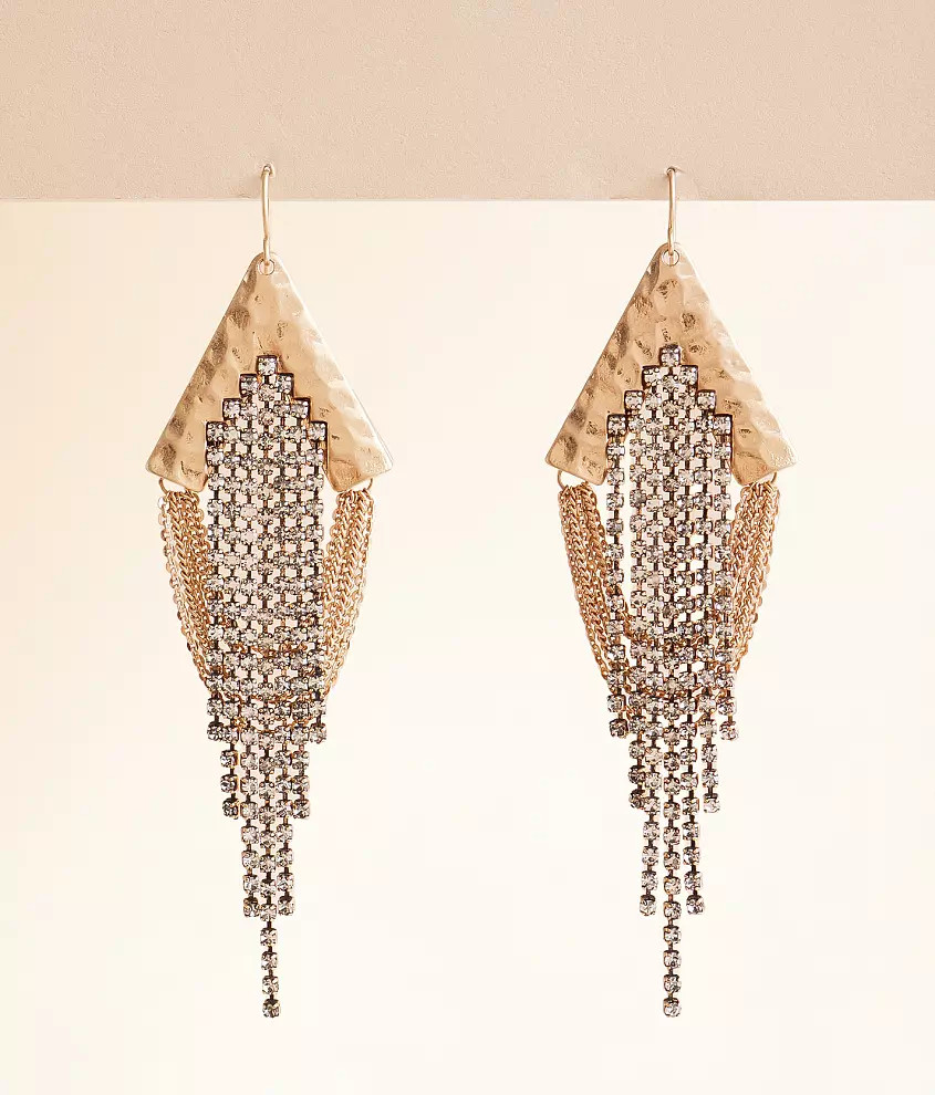 Rhinestone & Chain Fringe Drop Earring | Buckle