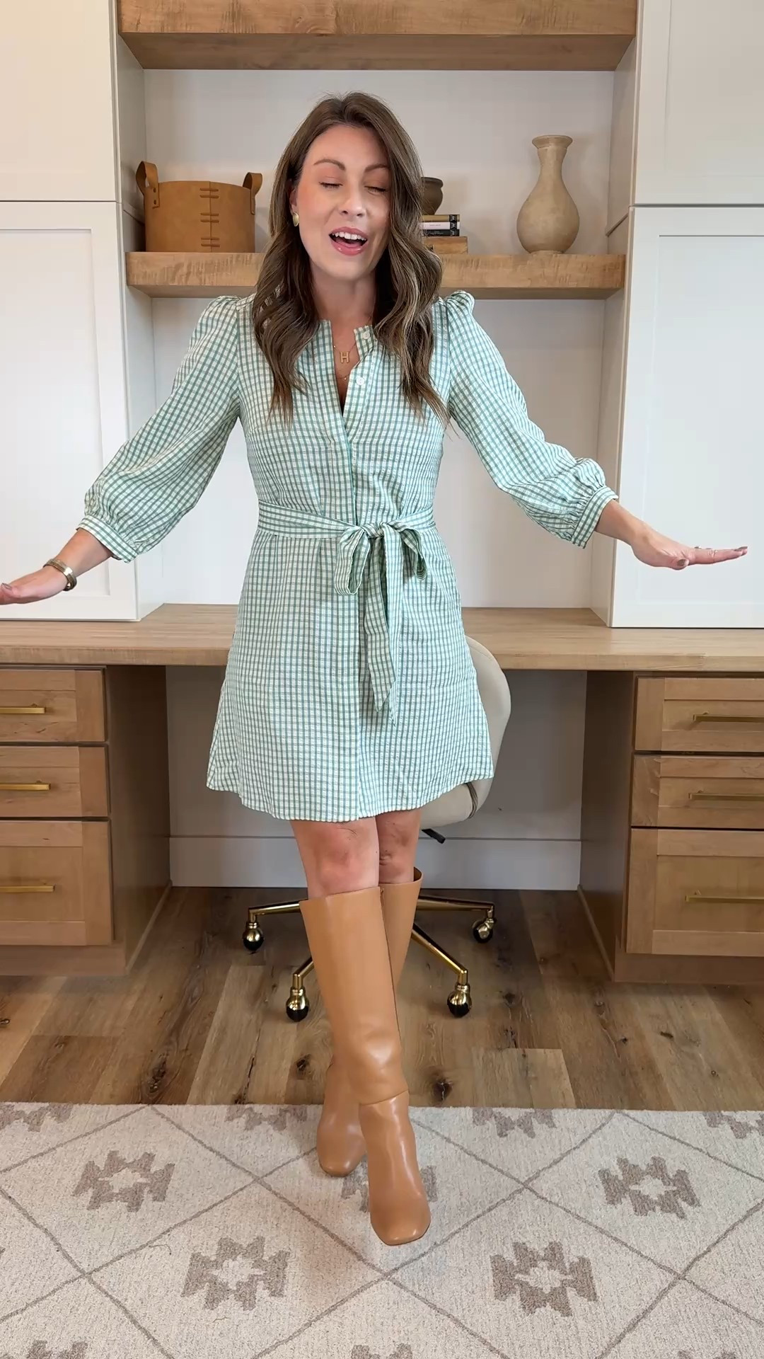 Amazon tie-waist gingham dress! Perfect option to wear to the office! 

#LTKStyleTip #LTKU #LTKWorkwear