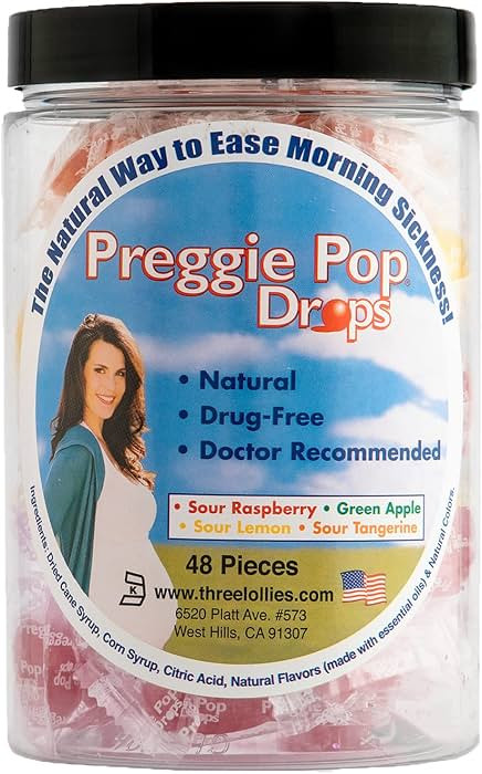 Preggie Pop Drops Morning Sickness Relief for Pregnant Women. 48 Count Assorted Yummy Candy Drops... | Amazon (US)