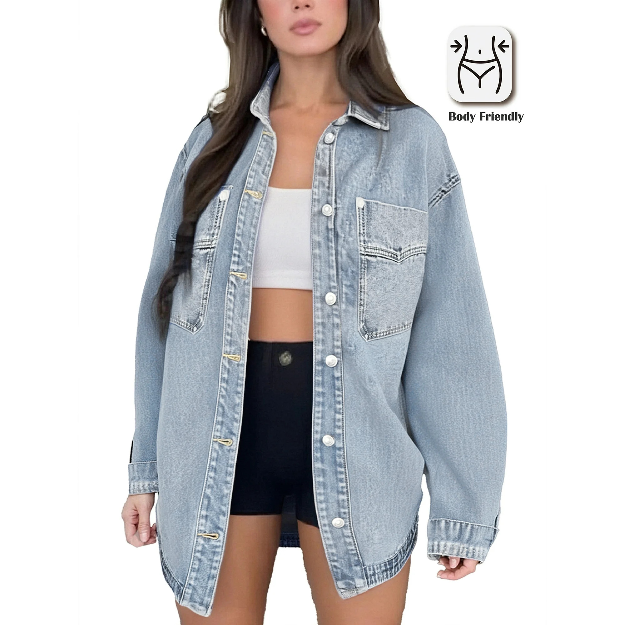 PAOLA RIBONI Womens Denim Jacket Wash Jean Jacket Coats with Pockets | Walmart (US)