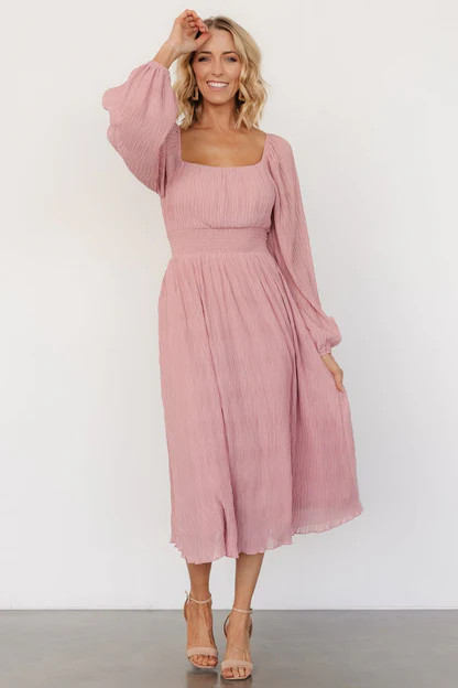 Dalton Pleated Midi Dress | Blush | Baltic Born