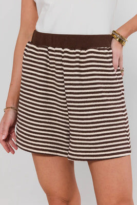 Brown Striped Terry Cloth Shorts | Avara