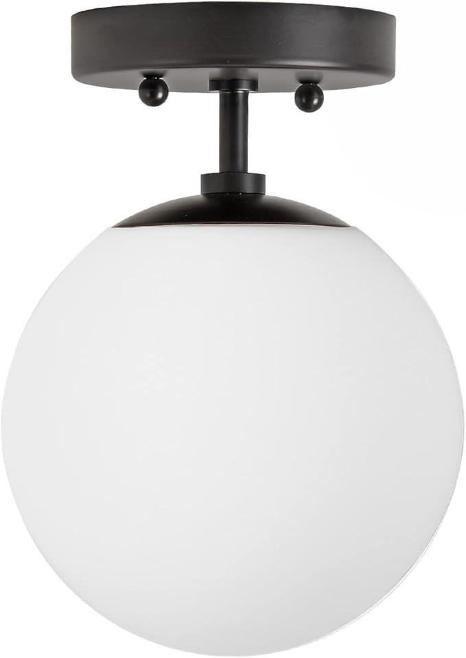 Pirxxiy Soft Black Semi Flush Mount Ceiling Light Fixture, Frosted Glass Shade Vintage Close to C... | Amazon (US)