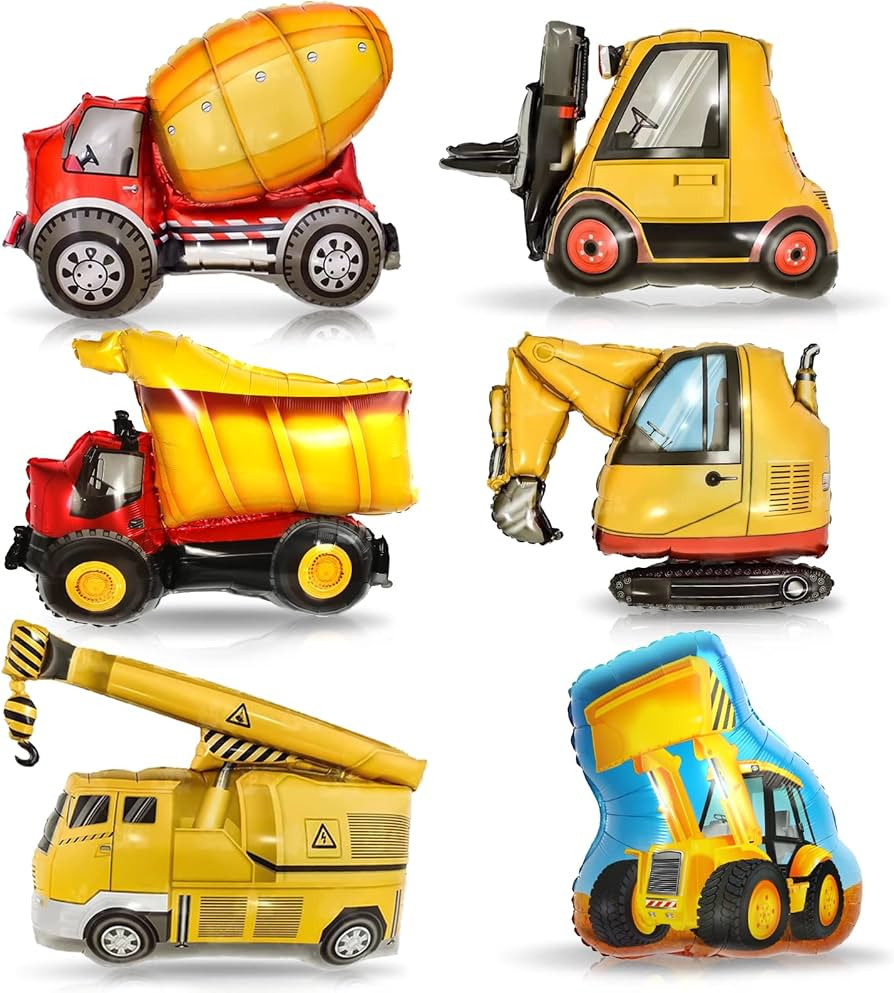 6 pieces excavator balloons, XXL bulldozer balloons, wheel loader foil balloons, tractor foil gia... | Amazon (CA)