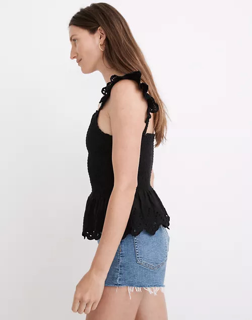 Linen-Blend Lucie Smocked Peplum Top | Madewell