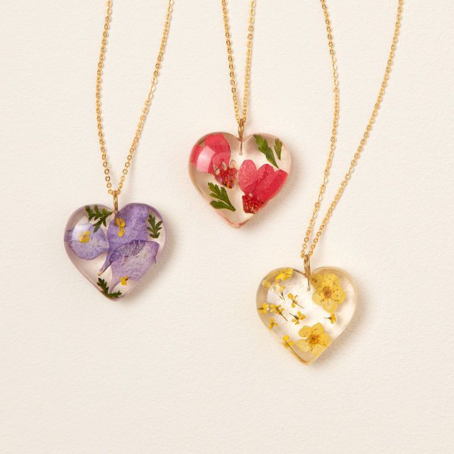 Birth Month Flower Heart Necklace | UncommonGoods