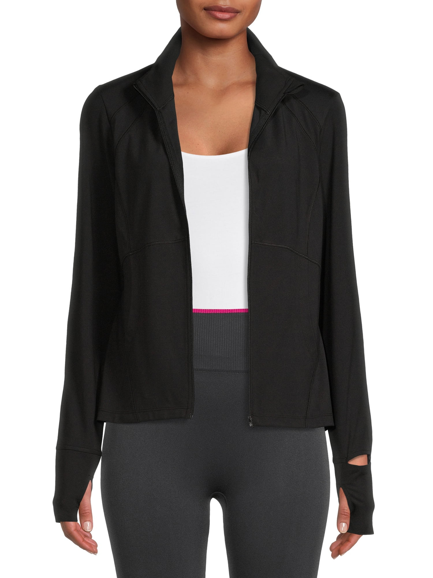 Avia Women's Active Full Zip Long Sleeve Jacket with Thumbholes and Sport Watch Opening - Walmart... | Walmart (US)