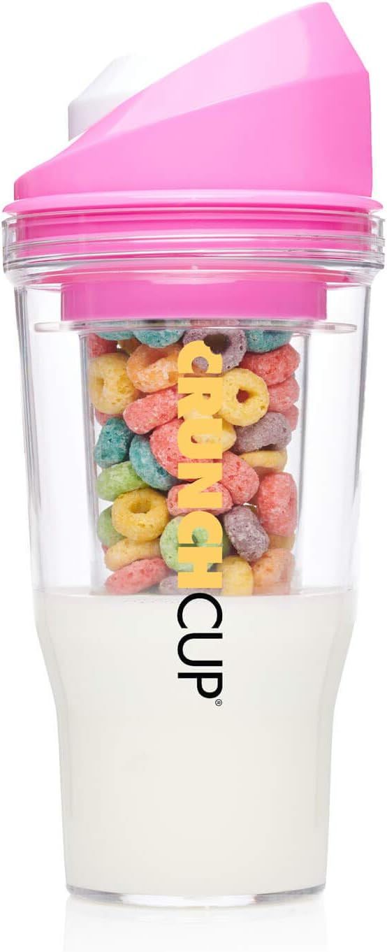 CRUNCHCUP XL Pink - Portable Plastic Cereal Cups for Breakfast On the Go, To Go Cereal and Milk C... | Amazon (US)