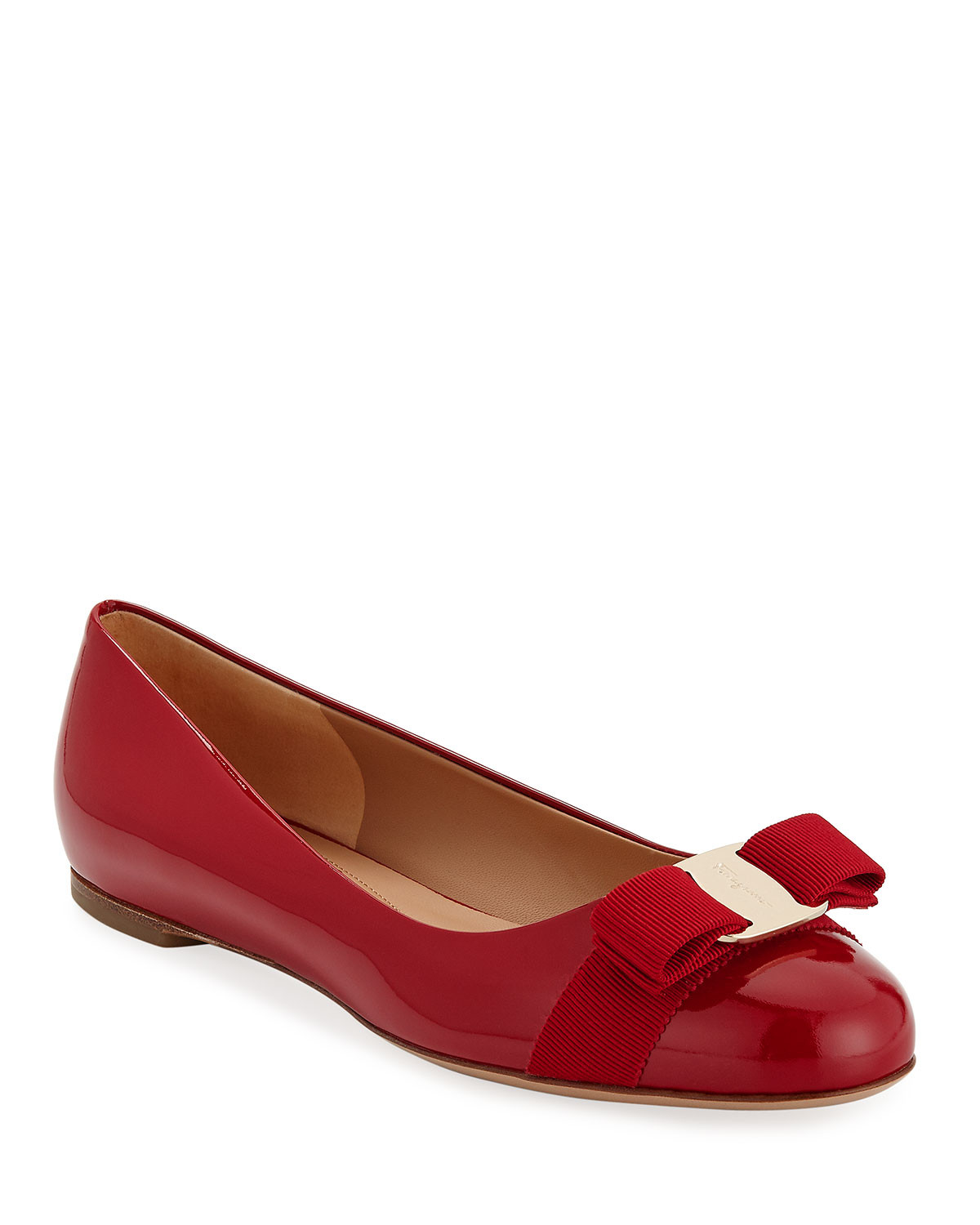 Varina Patent Bow Ballet Flats, Rosso (Red) | Neiman Marcus