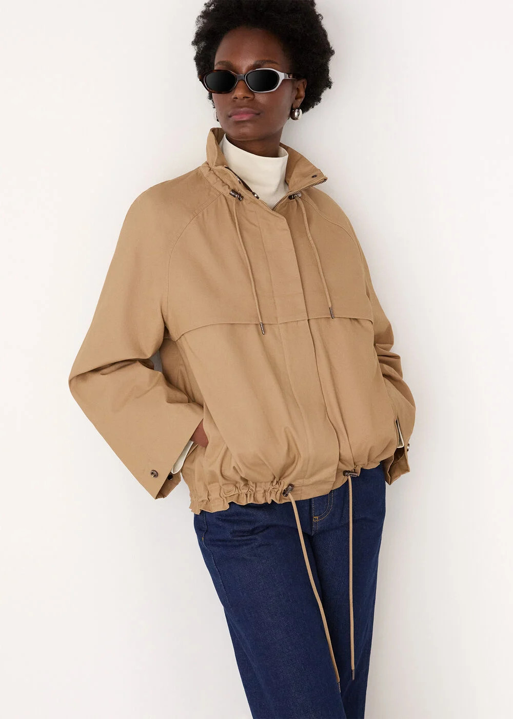 Taupe Funnel Neck Parka Jacket | WHISTLES | Whistles UK | | Whistles