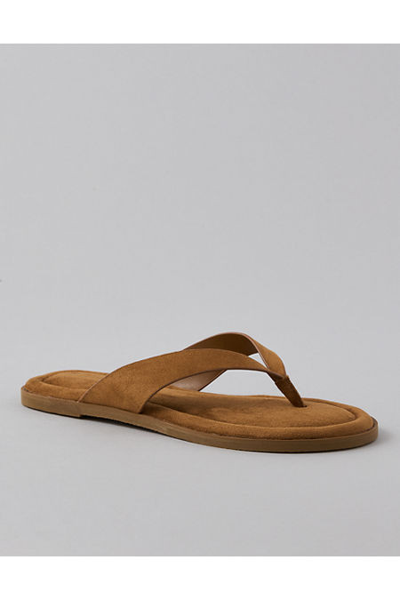 AE Faux Suede Thong Sandal Women's Cognac 8 | American Eagle Outfitters (US & CA)