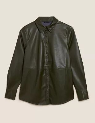 Faux Leather Oversized Long Sleeve Shirt | Marks & Spencer (UK)