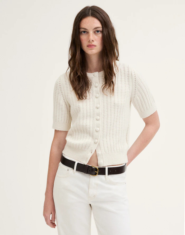 Textured-Stitch Cardigan in Cozy Cotton | Madewell