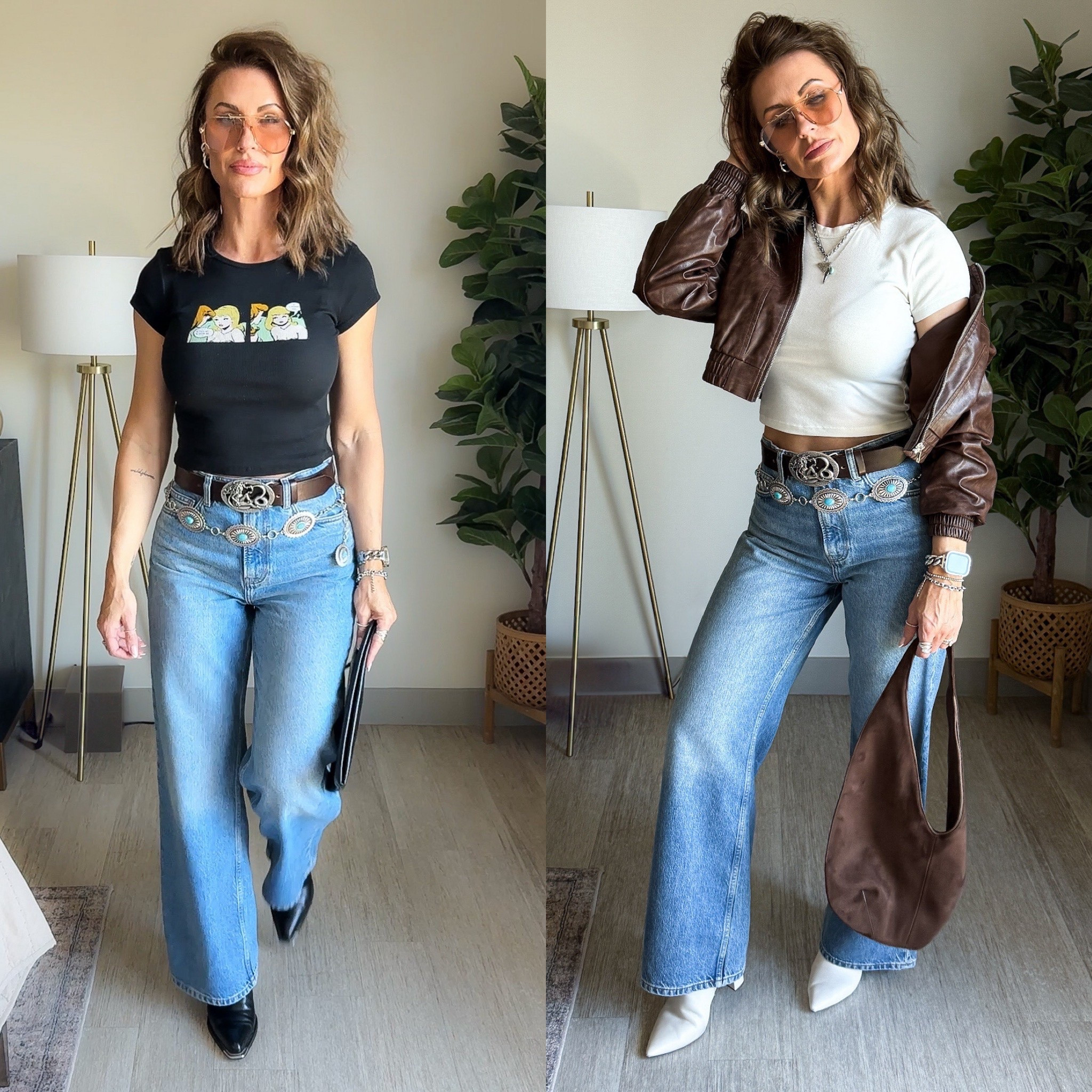 Same denim + double belt look, styled two ways. 🫰🏼

Size down in the denim. I’m wearing a 27 and I’m normally a 28. 

#LTKTall #LTKOver40 #LTKootd