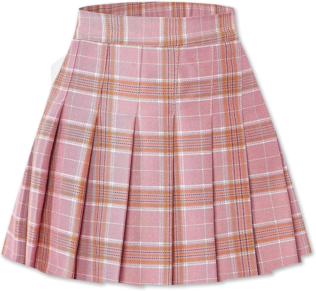 SANGTREE Women Plaid Pleated Skirt School Uniform High Waist Plus Size A Line Skort for Girls wit... | Amazon (US)
