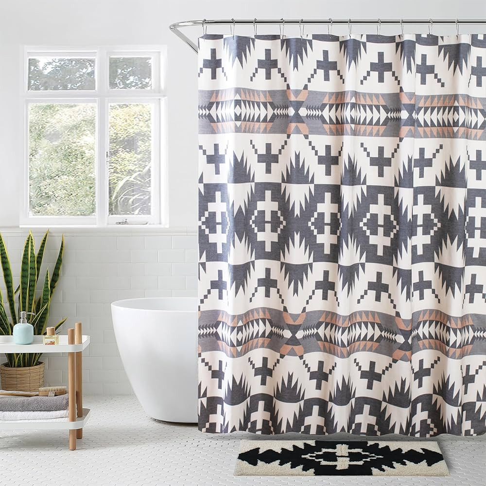 Pendleton Spider Rock Shower Curtain, 72" x 72", Black/White | Amazon (US)