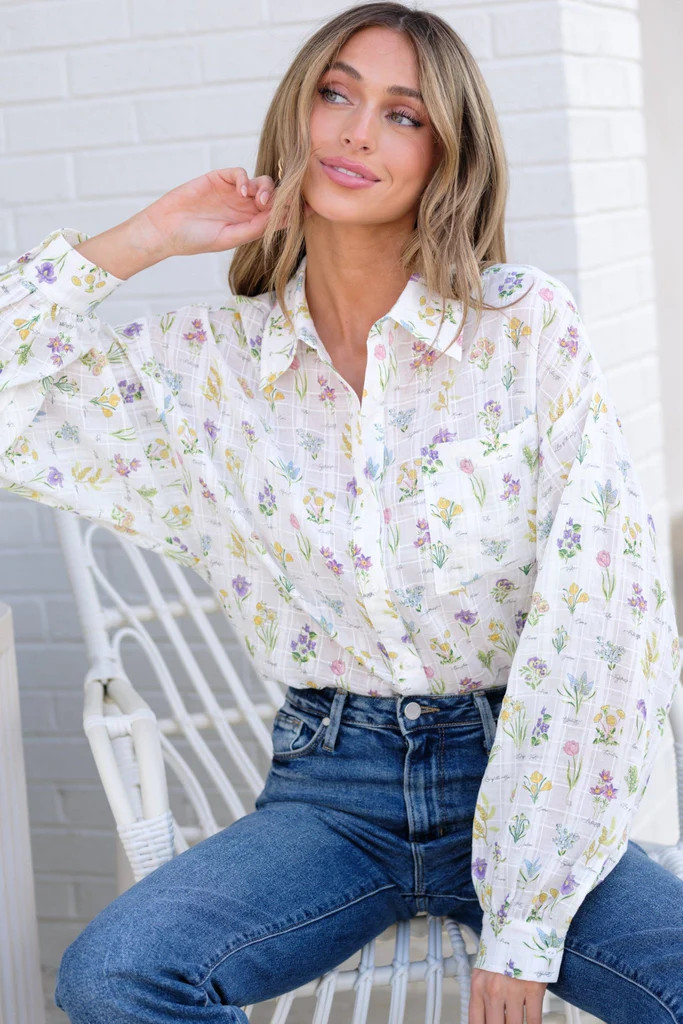 Life In Full Bloom Ivory Floral Top | Red Dress