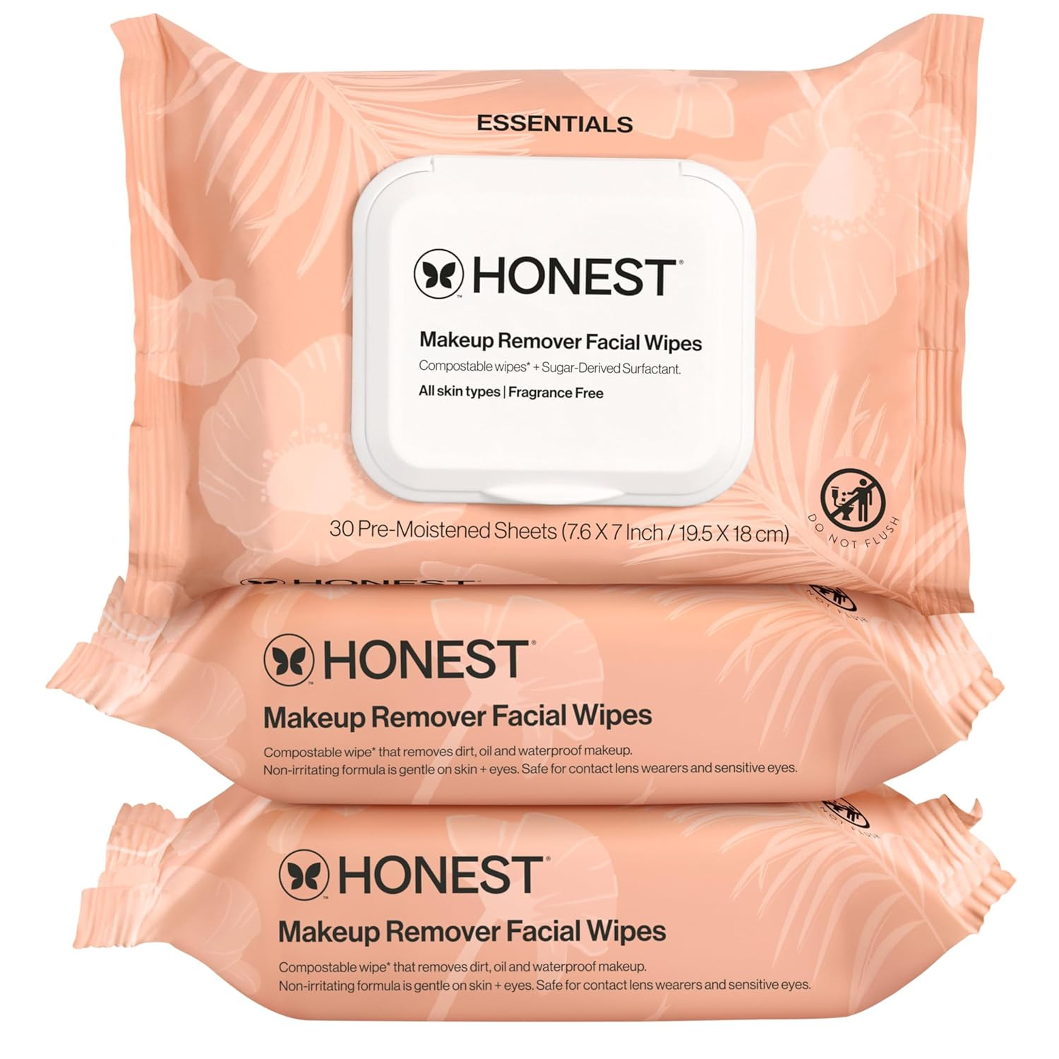 Honest Beauty Cleansing Makeup Remover Facial Wipes, Fragrance-Free, 90ct | Amazon (US)