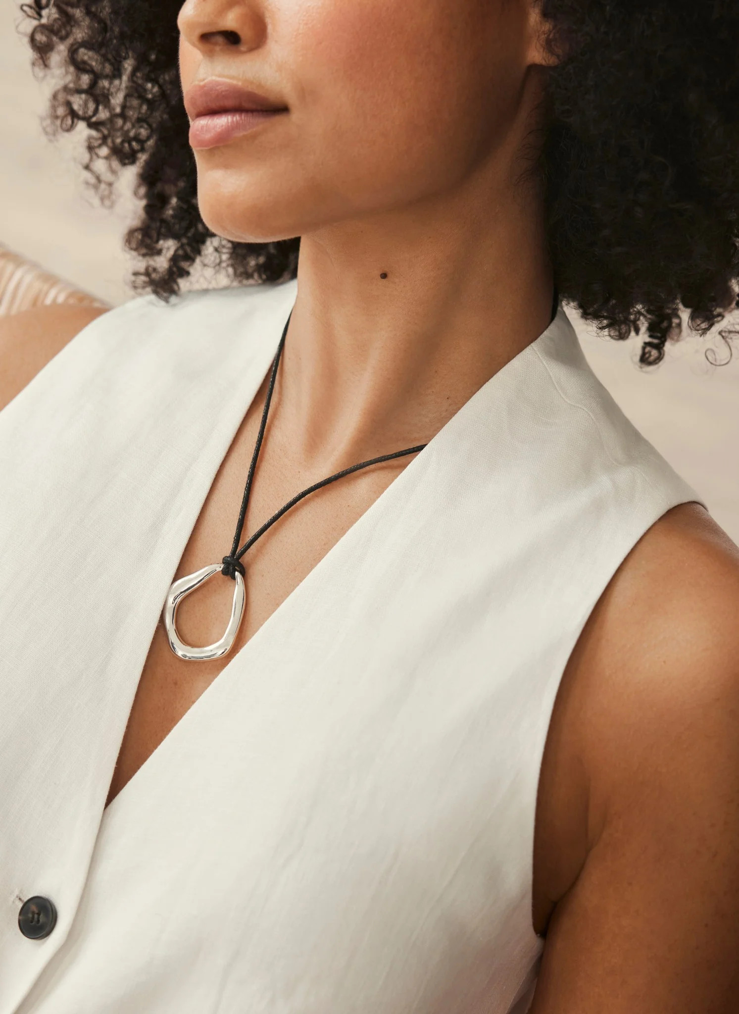 Silver Tone Leather Necklace | Mint Velvet