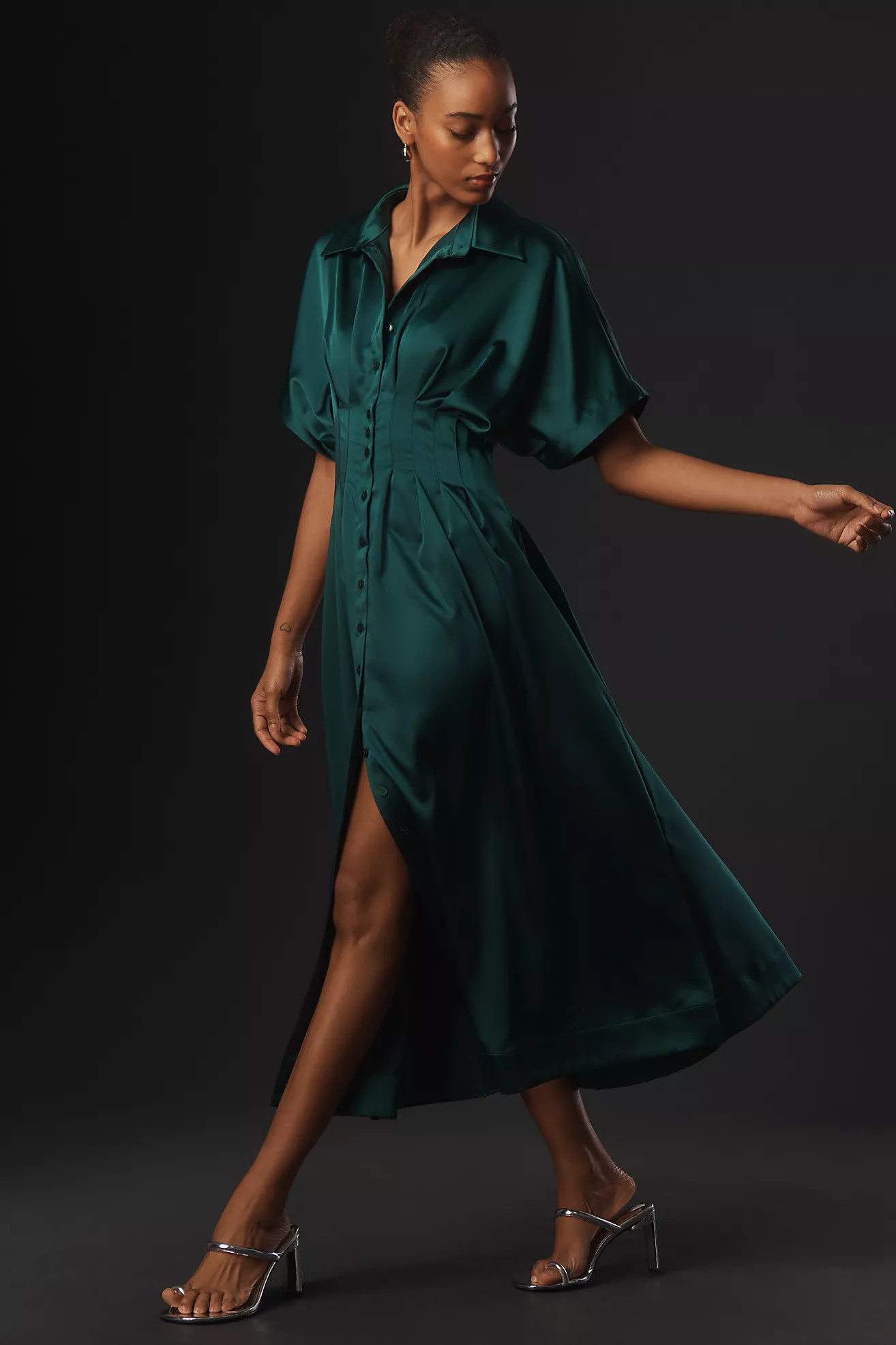 The Tobie Satin Shirt Dress by Exquise | Anthropologie (US)