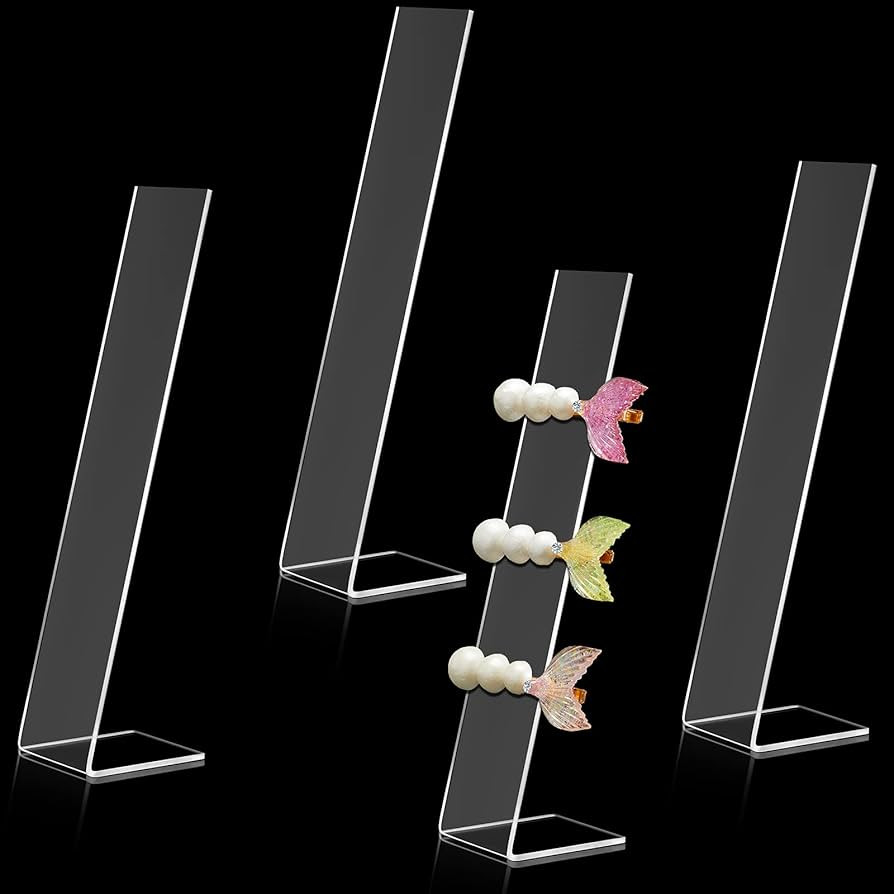 8 Pieces Clear Acrylic Hair Clip Display Stand Barrette Display Stand Holder L-Shaped Hairpin Dis... | Amazon (US)