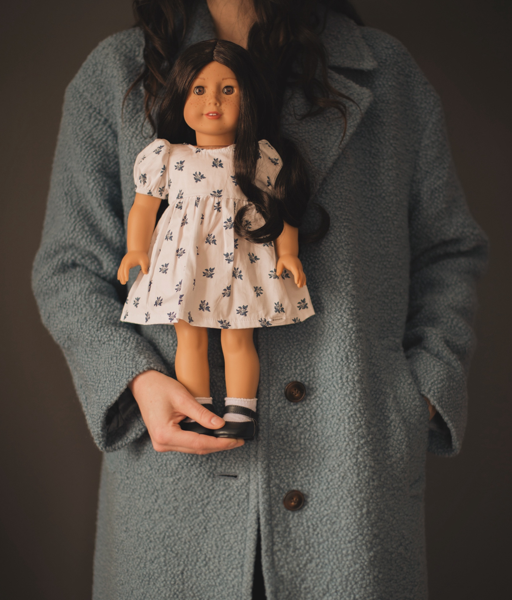 Doll: 
American Girl Tenney Grant with a Nanea wig (I gave her extra freckles)
Dress: American Girl x Something Navy Blooms of Blue
Socks: I think they’re Molly’s meet socks
Shoes: Claudie’s meet 

My coat is linked!

#LTKMostLoved #LTKGiftGuide
